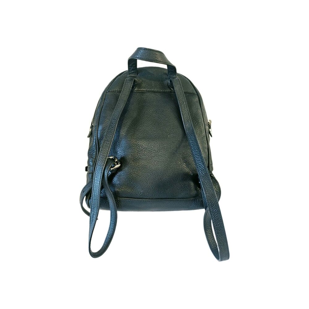 Michael Kors Black Pebbled Leather Rhea Medium Backpack GHW - Picture 7 of 13